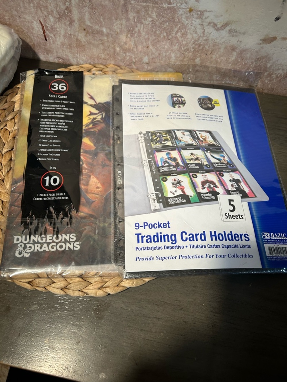 Trading card holders and Dungeons and Dragons folder